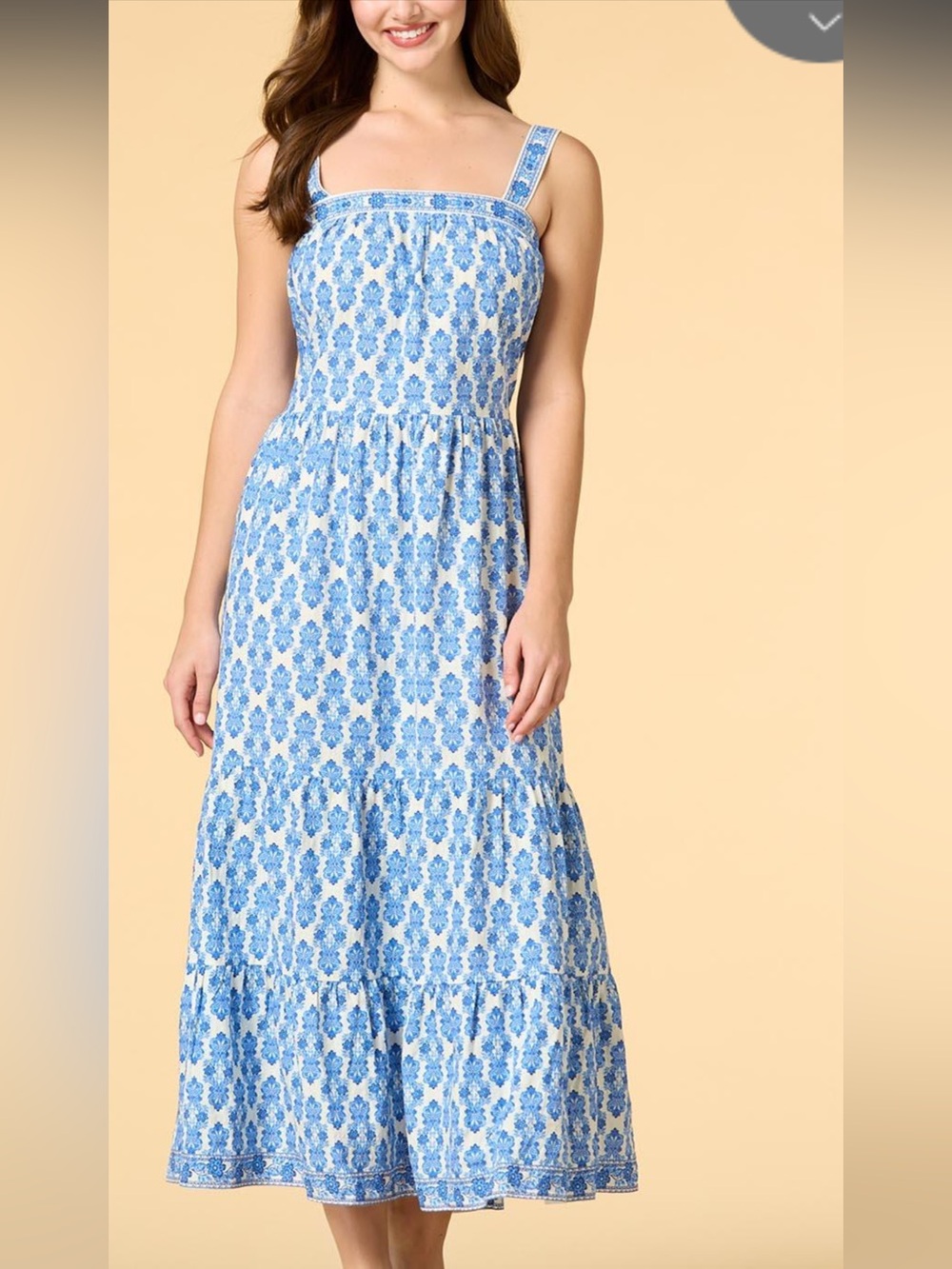 Max Studio Blue and White Floral Maxi Dress with pockets